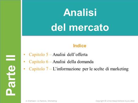 Parte II Analisi del mercato Indice