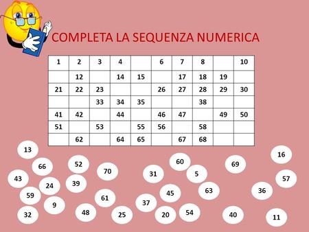 COMPLETA LA SEQUENZA NUMERICA