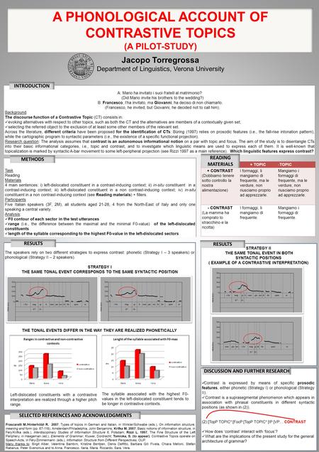 A PHONOLOGICAL ACCOUNT OF CONTRASTIVE TOPICS (A PILOT-STUDY) A: Mario ha invitato i suoi fratelli al matrimonio? (Did Mario invite his brothers to the.