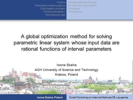 Kliknij, aby edytować styl wzorca tytułu A global optimization method for solving parametric linear system whose input data are rational functions of interval.