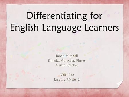 Differentiating for English Language Learners