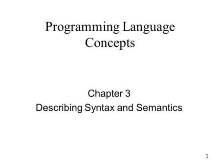 Programming Language Concepts