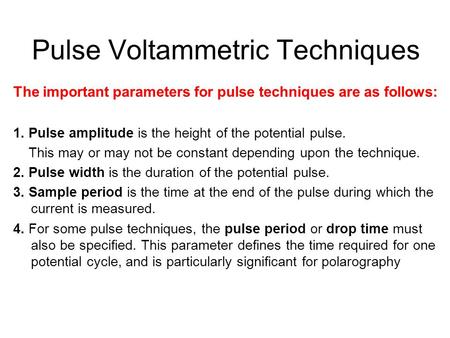 Pulse Voltammetric Techniques