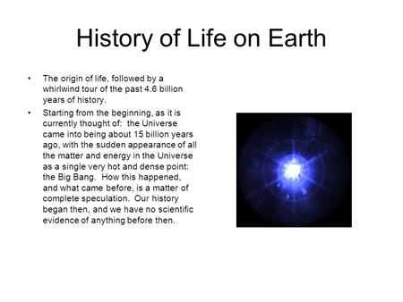 History of Life on Earth