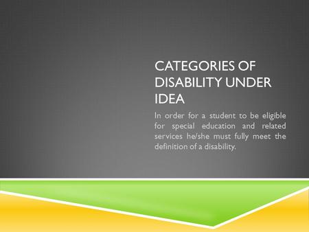 Categories of Disability Under IDEA