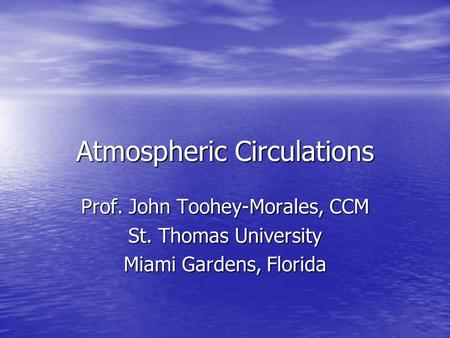 Atmospheric Circulations