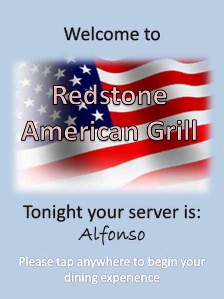 Welcome to Tonight your server is: Alfonso Menu Choice Gluten Free Gluten Free Gluten Free Gluten Free Vegetarian Regular.