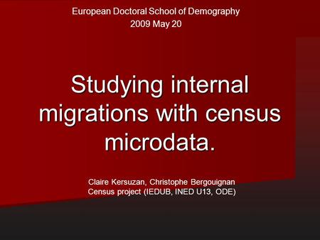 Studying internal migrations with census microdata.