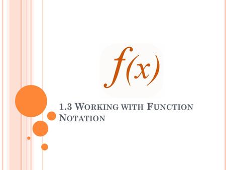 1.3 W ORKING WITH F UNCTION N OTATION. The math department has looked into purchasing new textbooks for this course. The best deal is at a cost of $94.