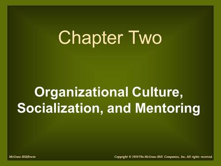 Organizational Culture, Socialization, and Mentoring