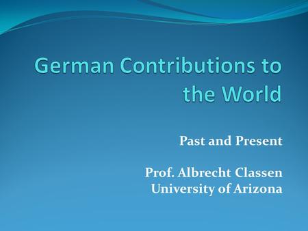 German Contributions to the World