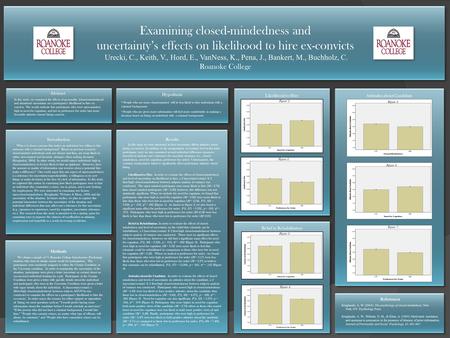 Examining closed-mindedness and uncertaintys effects on likelihood to hire ex-convicts Urecki, C., Keith, V., Hord, E., VanNess, K., Pena, J., Bankert,