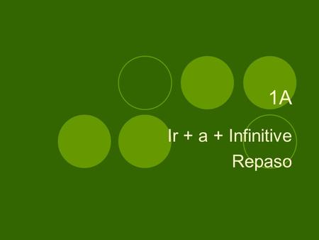 1A Ir + a + Infinitive Repaso. How to express what you are going to do. Ir + a + Infinitive.