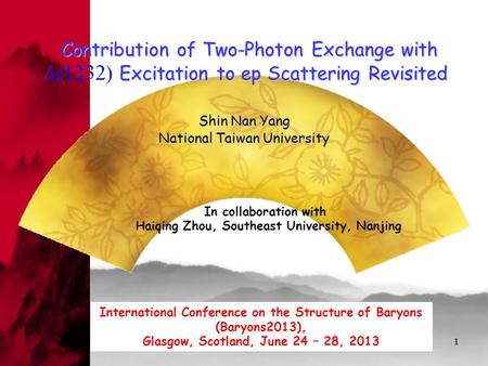 11 Contribution of Two-Photon Exchange with Excitation to ep Scattering Revisited Shin Nan Yang National Taiwan University Contribution of Two-Photon Exchange.