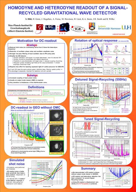 Max-Planck-Institut für Gravitationsphysik (Albert-Einstein-Institut) HOMODYNE AND HETERODYNE READOUT OF A SIGNAL- RECYCLED GRAVITATIONAL WAVE DETECTOR.