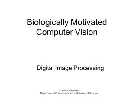 Biologically Motivated Computer Vision