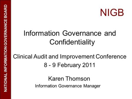 NATIONAL INFORMATION GOVERNANCE BOARD