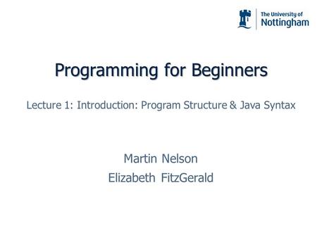 Programming for Beginners