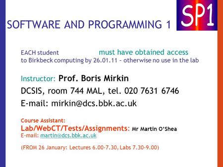 SOFTWARE AND PROGRAMMING 1