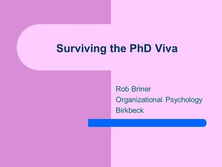 Rob Briner Organizational Psychology Birkbeck