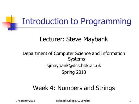 Introduction to Programming