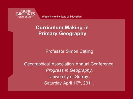 Curriculum Making in Primary Geography