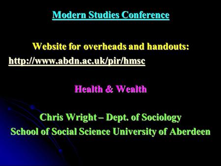 Modern Studies Conference