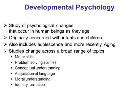 Developmental Psychology