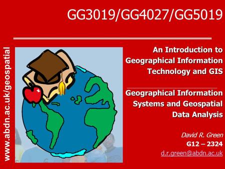 GG3019/GG4027/GG5019  An Introduction to