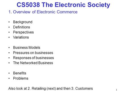 CS5038 The Electronic Society