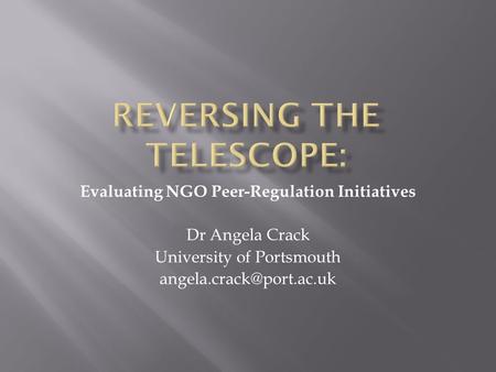 Reversing the telescope: