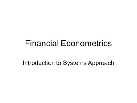 Financial Econometrics