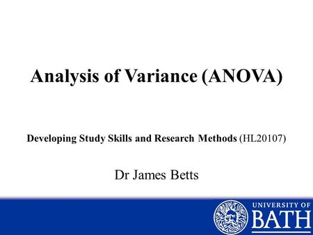 Analysis of Variance (ANOVA)