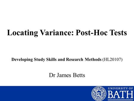 Locating Variance: Post-Hoc Tests