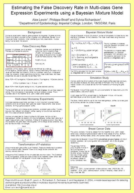 Estimating the False Discovery Rate in Multi-class Gene Expression Experiments using a Bayesian Mixture Model Alex Lewin 1, Philippe Broët 2 and Sylvia.