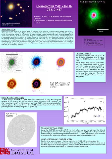 Authors: A.Bliss, D.M.Worrall, M.Birkinshaw (Bristol), H.Tananbaum, S.Murray (Harvard-Smithsonian C.f.A.) Fig.1: Combined IVU band image, J2310-437 circled.