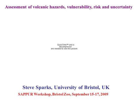 Assessment of volcanic hazards, vulnerability, risk and uncertainty Steve Sparks, University of Bristol, UK SAPPUR Workshop, Bristol Zoo, September 15-17,