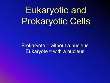 Eukaryotic and Prokaryotic Cells