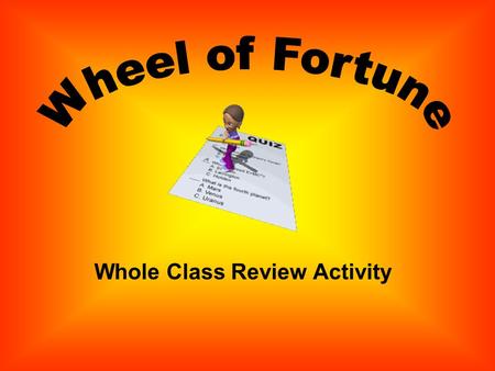 Whole Class Review Activity Directions: Give each student an index card with a number from 1-8. Students are instructed to write a question on their.