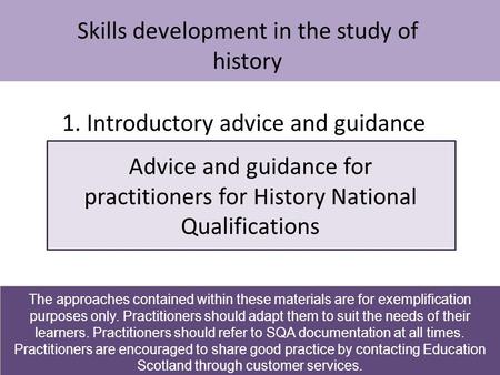 Skills development in the study of history