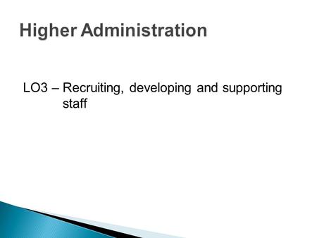 LO3 – Recruiting, developing and supporting staff.