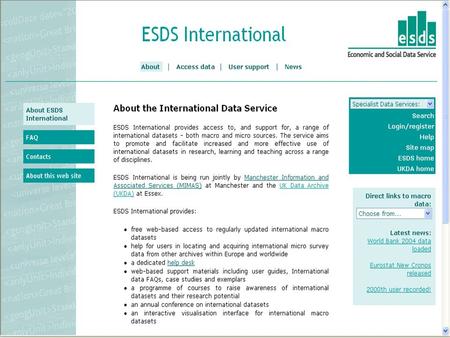 International data themes Databanks cover: economic performance and development trade, industry and markets employment demography, migration and health.