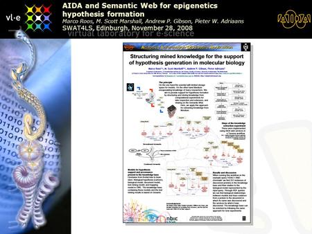 AIDA and Semantic Web for epigenetics hypothesis formation Marco Roos, M. Scott Marshall, Andrew P. Gibson, Pieter W. Adriaans SWAT4LS, Edinburgh, November.