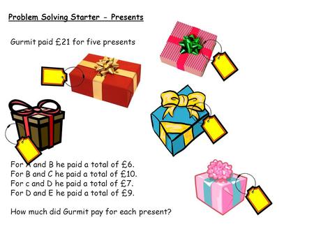 Problem Solving Starter - Presents