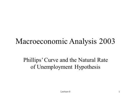 Macroeconomic Analysis 2003