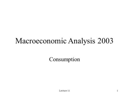 Macroeconomic Analysis 2003