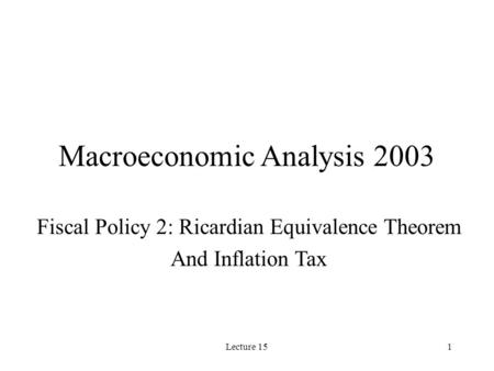 Macroeconomic Analysis 2003