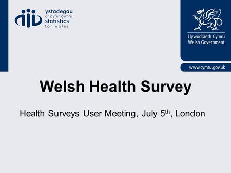 Welsh Health Survey Health Surveys User Meeting, July 5 th, London.