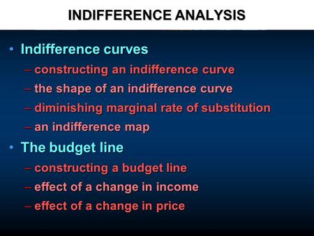 INDIFFERENCE ANALYSIS