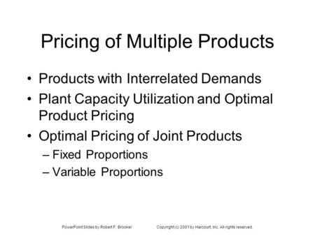 Pricing of Multiple Products